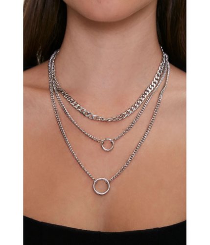 Bijuterii femei forever21 ring pendant layered necklace silver