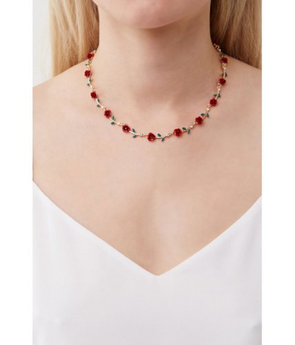 Bijuterii femei forever21 rose chain necklace goldred