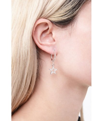 Bijuterii femei forever21 star hoop earrings silverclear
