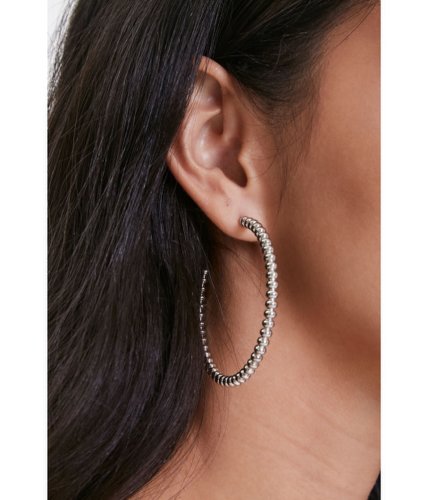 Bijuterii femei forever21 textured hoop earrings silver