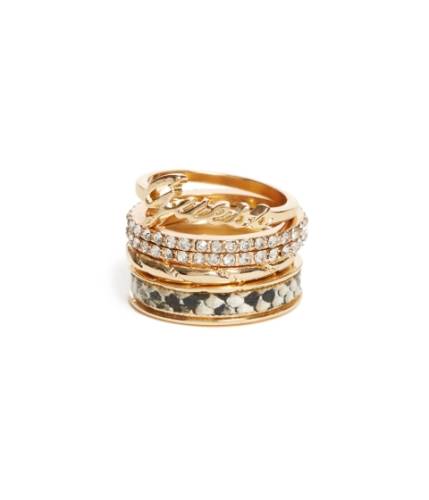 Bijuterii femei guess gold-tone snakeskin ring set silvergold