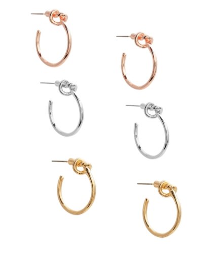 Bijuterii femei guess multi-tone knotted hoop earrings set rose gold