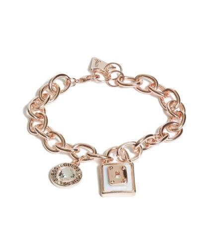 Bijuterii femei guess rose gold-tone chain link charm bracelet metallic