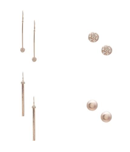 Bijuterii femei guess rose-gold tone fireball stud and linear earrings set silver