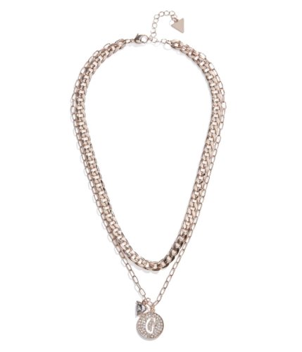 Bijuterii femei guess rose gold-tone pave g chain-link necklace rosegold