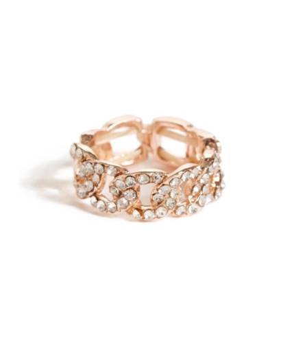 Bijuterii femei guess rose gold-tone rhinestone chain ring rosegold