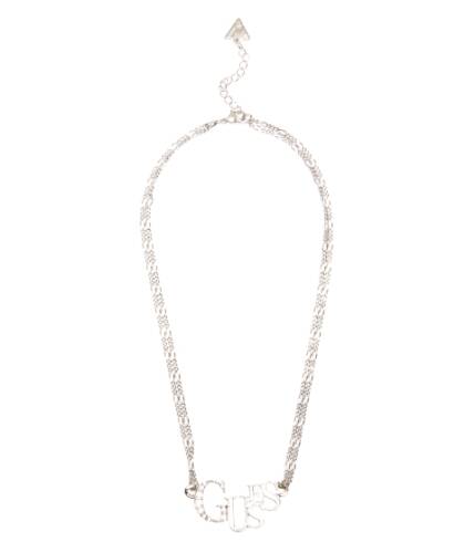 Bijuterii femei guess silver-tone logo necklace silver
