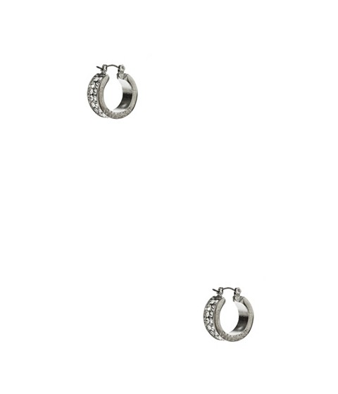 Bijuterii femei guess silver-tone rhinestone logo hoop earrings no color