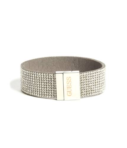 Bijuterii femei guess silver-tone rhinestone magnetic cuff bracelet grey