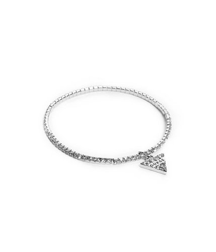 Bijuterii femei guess silver-tone rhinestone triangle stretch bracelet silver