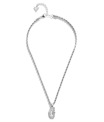 Bijuterii femei guess silver-tone rope chain pave rhinestone necklace silver