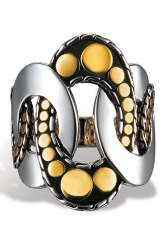 Bijuterii femei john hardy sterling silver 18k gold interlock ring - size 7 no color