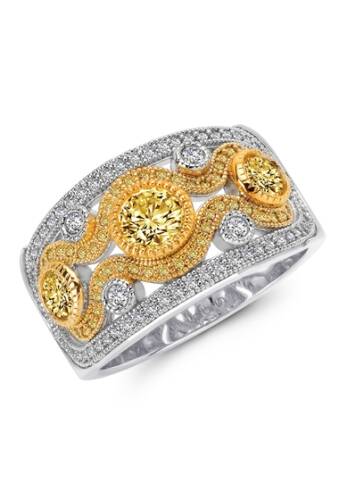 Bijuterii femei lafonn platinum bonded sterling silver simulated diamond canary diamond wide band ring white-canary
