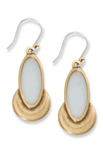 Bijuterii femei lucky brand bezel set white agate drop earrings gold