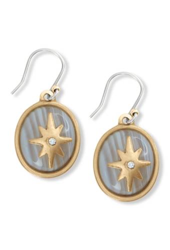 Bijuterii femei lucky brand brushed white agate inlay crystal star overlay drop earrings gold