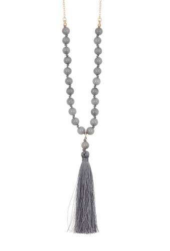 Bijuterii femei melrose and market bead chain tassel necklace grey- gold