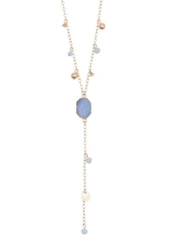 Bijuterii femei melrose and market bead stone y-drop necklace blue- gold