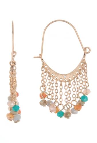Bijuterii femei melrose and market beaded chain fringe hoop earrings blue multi- gold