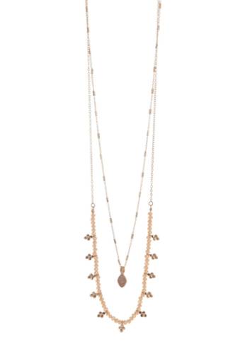 Bijuterii femei melrose and market charm beaded long necklace pink- clear- gold