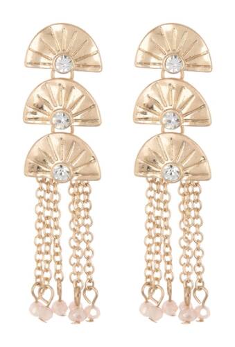Bijuterii femei melrose and market cz triple fan beaded fringe statement drop earrings brown- gold