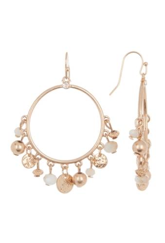 Bijuterii femei melrose and market dangle bead frontal hoop earrings natural- gold