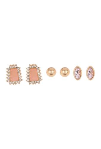 Bijuterii femei melrose and market druzy stud earring set - set of 3 clear- pink- gold