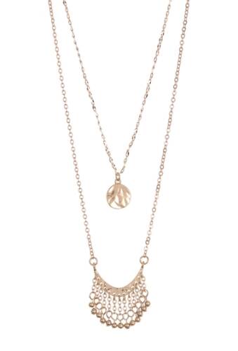Bijuterii femei melrose and market hammered disc fringe double pendant necklace gold