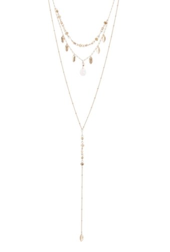 Bijuterii femei melrose and market layered shakey leaf lariat necklace pink- grey- gold