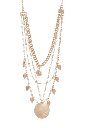 Bijuterii femei melrose and market layered shell necklace clear- gold