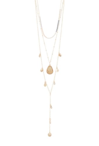 Bijuterii femei melrose and market layered y-chain charm necklace blush multi- gold