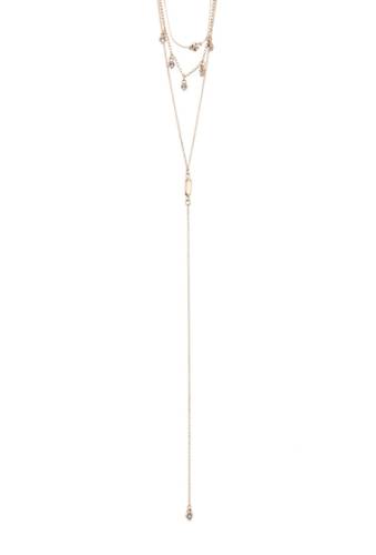 Bijuterii femei melrose and market layered y-drop necklace clear- gold