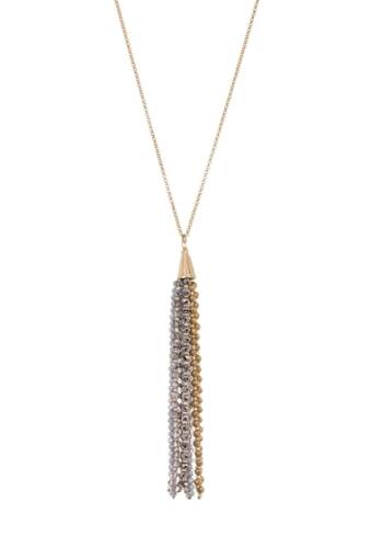 Bijuterii femei melrose and market multi beaded tassel pendant necklace grey- gold