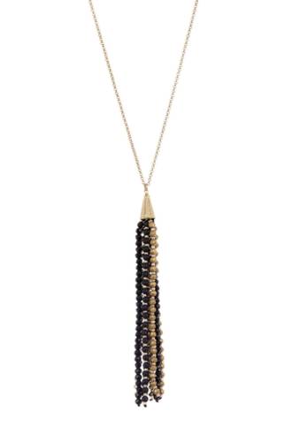 Bijuterii femei melrose and market multi beaded tassel pendant necklace jet- gold