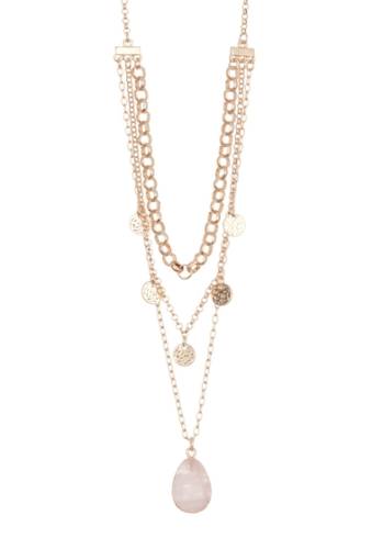 Bijuterii femei Melrose And Market pendant stone charm layered necklace pink- gold