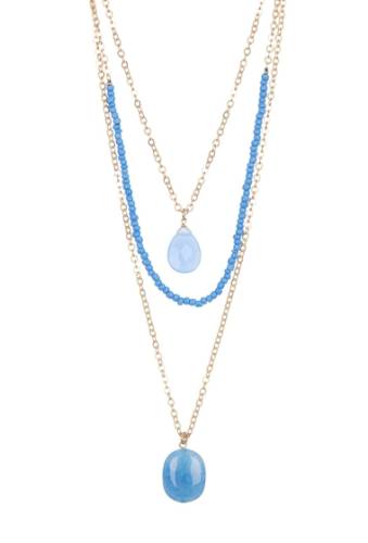 Bijuterii femei Melrose And Market semi precious stone triple layered necklace blue- clear- gold