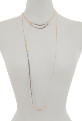 Bijuterii femei melrose and market triple layer beaded necklace grey- gold