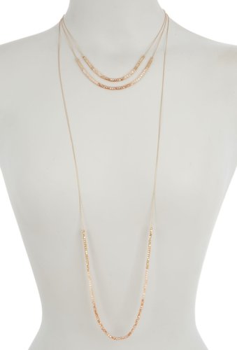Bijuterii femei melrose and market triple layer beaded necklace natural- gold