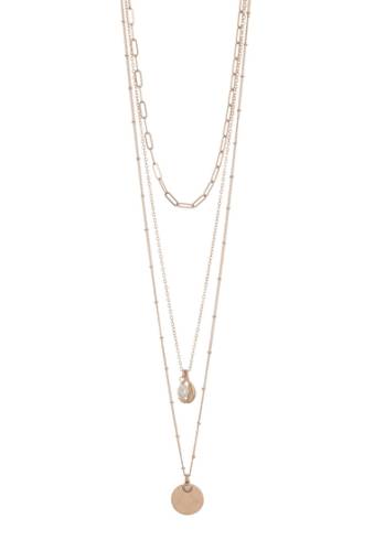 Bijuterii femei melrose and market triple layer shell necklace clear- white- gold