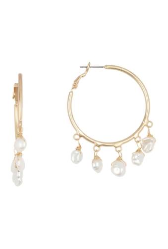 Bijuterii femei melrose and market xxmm imitation molten pearl hoop earrings white- gold