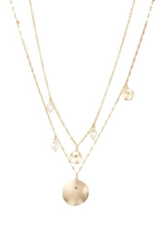 Bijuterii femei saachi layered freshwater pearl medallion pendant necklace gold
