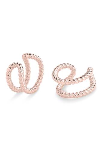 Bijuterii femei sterling forever 14k rose gold vermeil twisted double row ear cuffs rose gold
