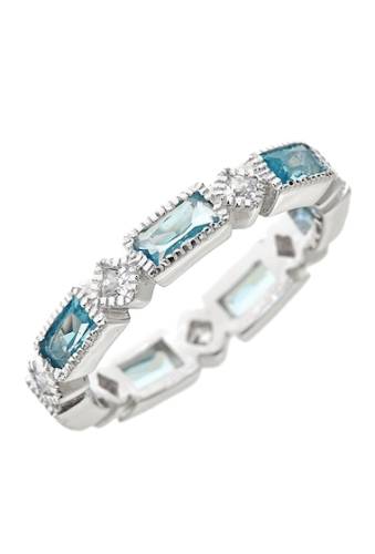 Bijuterii femei sterling forever sterling silver blue topaz cz victorian band ring silver