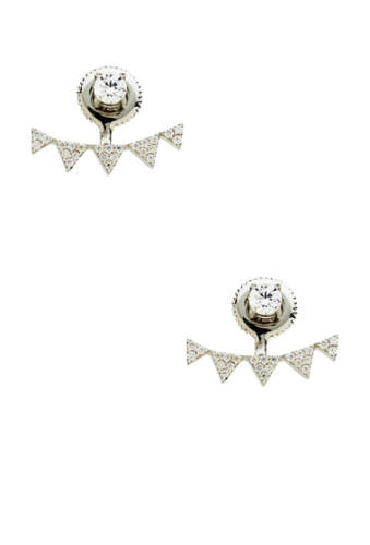 Bijuterii femei sterling forever sterling silver cz multi triangle jacket earrings silver