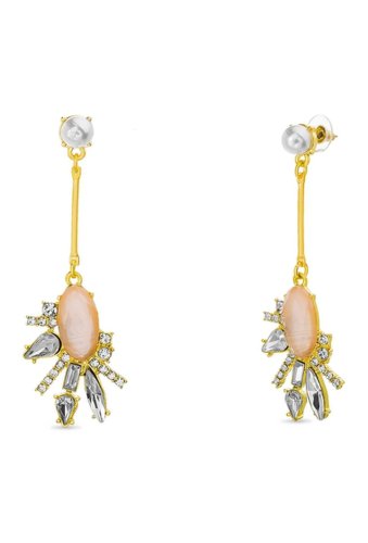 Bijuterii femei steve madden multi-color rhinestone cluster drop earrings gold