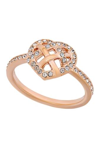 Bijuterii femei swarovski 18k rose gold plated crystal heart design ring - size 7 metallic