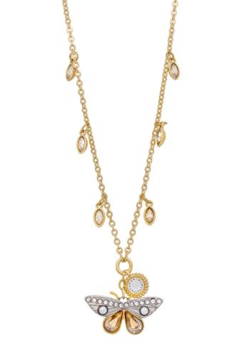 Bijuterii femei swarovski 23k yellow gold plated crystal crystal pearl station butterfly pendant necklace multi