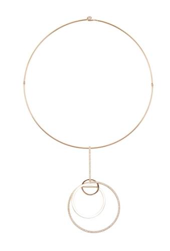 Bijuterii femei swarovski flash 18k rose gold pave crystal layered circle pendant necklace no color