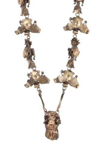 Bijuterii femei valentino animal skull wraparound necklace dark gold fume