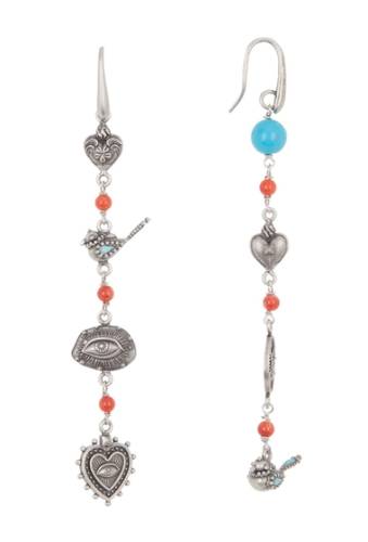 Bijuterii femei valentino antique beaded charm linear drop earrings antique silvermulti