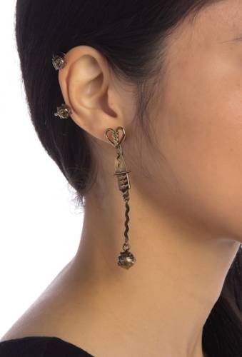 Bijuterii femei valentino antique studded ball cuff drop earring dark gold fume - nero - gold